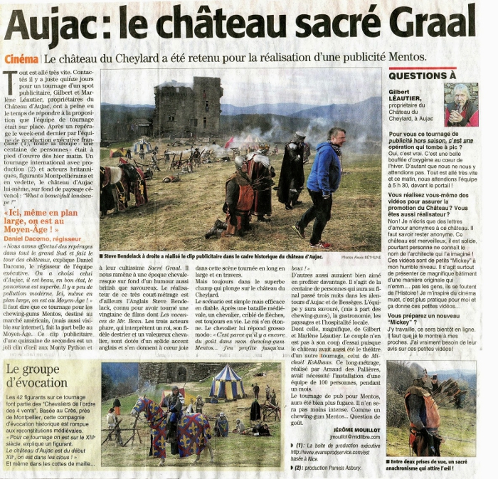 Publicité Mentos à Vacancèze dans le Gard Film publicitaire à Aujac avec hébergement à Vacancèze